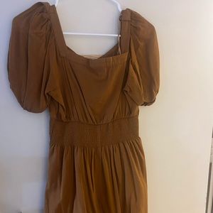 Brown Puff Sleeve Dress